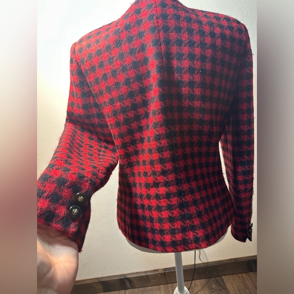 Vintage 90s Amanda smiths petites woman plaid wool blazer size 6p - Picture 8 of 14